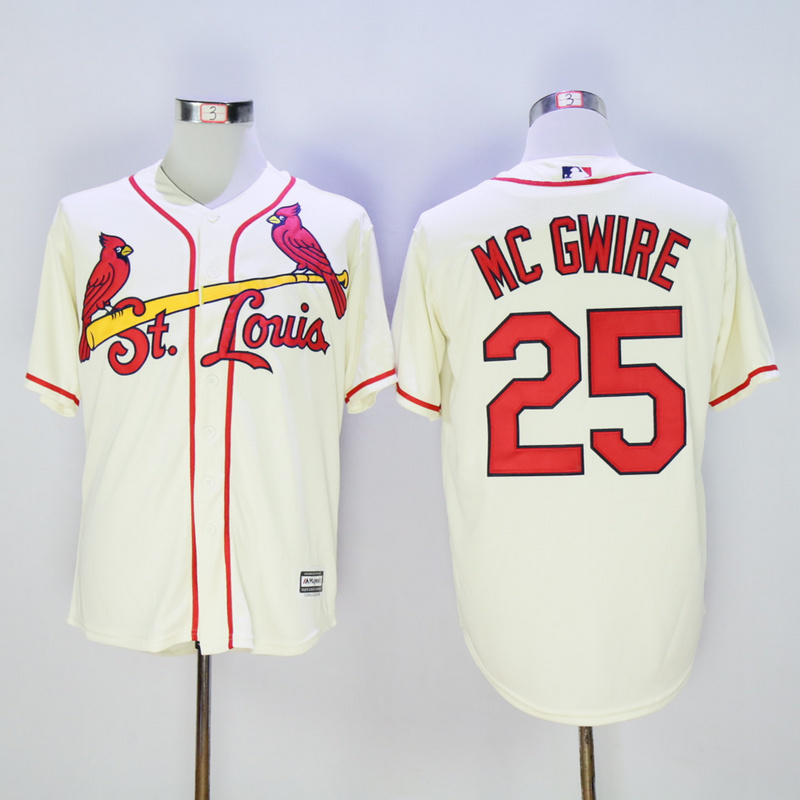 Men St. Louis Cardinals #25 Mc Gwire Cream Throwback MLB Jerseys
